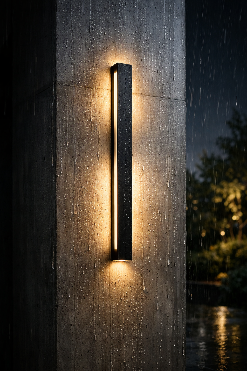 Outdoor Lighting – Black LED Linear Wall Light, Waterproof Modern Exterior Wall Lamp