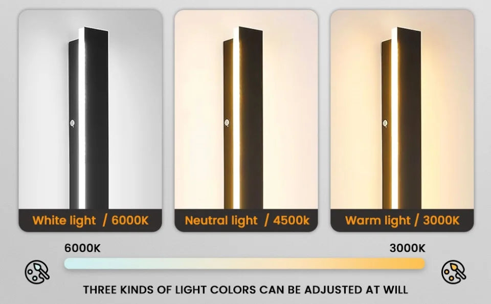 Outdoor Lighting – Black LED Linear Wall Light, Waterproof Modern Exterior Wall Lamp