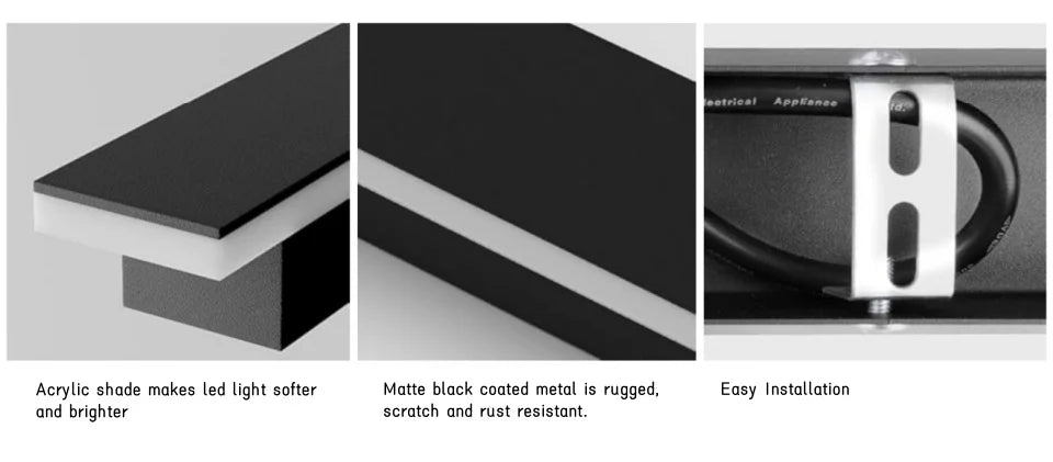 Outdoor Lighting – Black LED Linear Wall Light, Waterproof Modern Exterior Wall Lamp